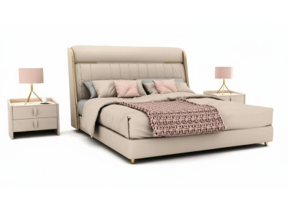 Lujo Beige Dormitorio Cama Muebles de Madera con Estilo