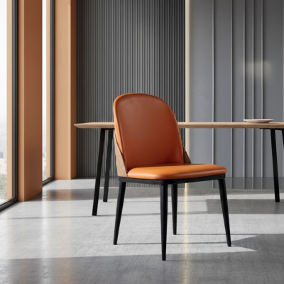 Silla naranja comedor muebles diseñador asiento individual madera textil sillas