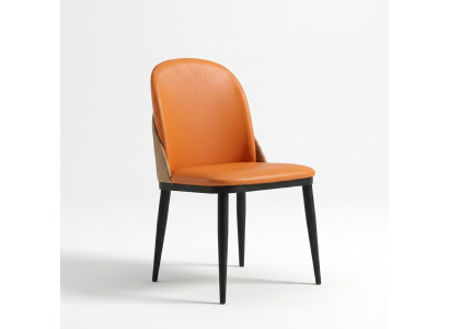Silla naranja comedor muebles diseñador asiento individual madera textil sillas