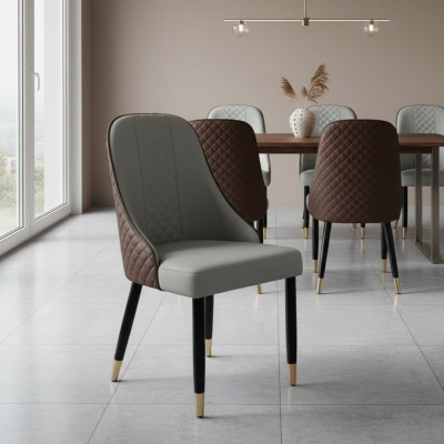 Silla de comedor gris y negro. Muebles de comedor de lujo. Sillas de madera nuevas.