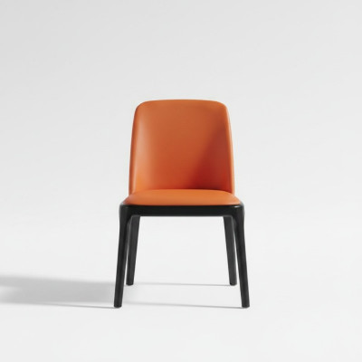 Silla de comedor naranja-negra Sillones elegantes Silla de madera moderna