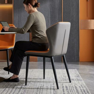 Silla de comedor negra y naranja Sillas de diseñador Sillones modernos Nuevos