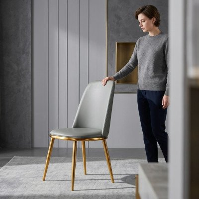 Silla de comedor gris de 1 plaza, sillas de diseñador modernas de un solo asiento.