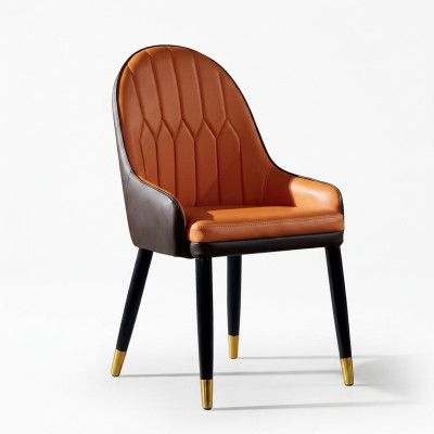 Sillas de comedor marrón-naranja, sillas de madera de diseñador, sillón moderno