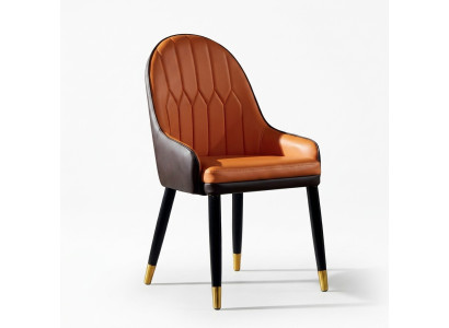 Sillas de comedor marrón-naranja, sillas de madera de diseñador, sillón moderno