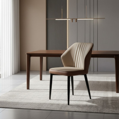 Sillas marrones de respaldo Noble mobiliario de comedor Sillas de madera Muebles de tela de lujo