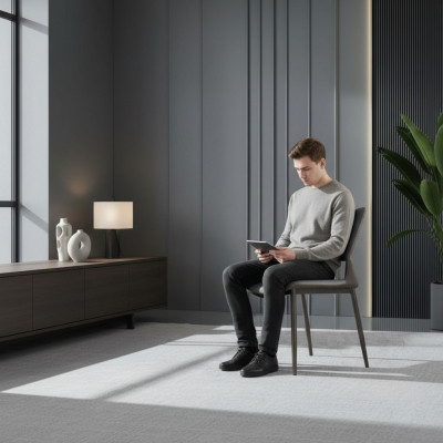 Silla de comedor gris diseñador de lujo de una plaza, butacas individuales nuevas.