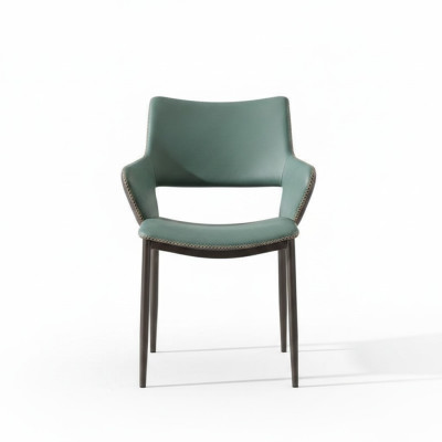 Sillas de comedor de madera marrón-verde, sillas de madera de diseñador, sillas de respaldo modernas.