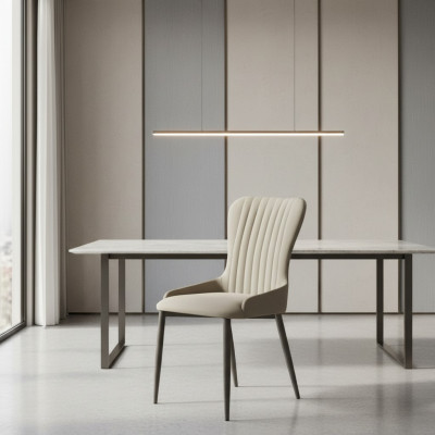 Silla acolchada gris. Muebles de comedor modernos. Diseñador de asientos individuales. Nuevo.