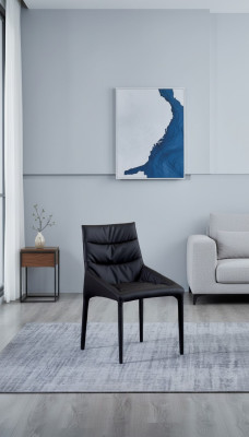 Silla de comedor tapizada negra, sillas de tela de diseñador, muebles de comedor