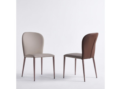 Muebles de comedor Diseñador Silla beige Muebles de madera modernos Nueva silla con respaldo