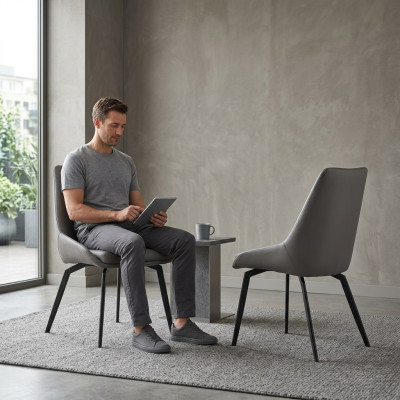 Moderna silla gris comedor sillas de madera y metal sillas de diseño con respaldos