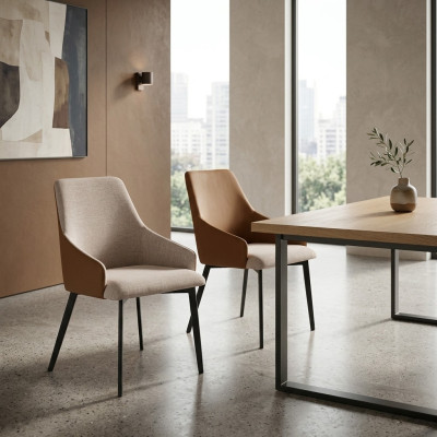 Silla de comedor marrón claro silla de cocina marco de acero inoxidable sillas de madera