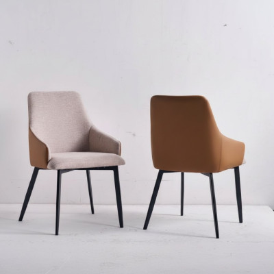 Silla de comedor marrón claro silla de cocina marco de acero inoxidable sillas de madera