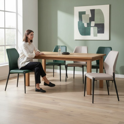 Silla de cuero verde de diseñador, sillas de comedor modernas, asientos de cocina muebles nuevos.