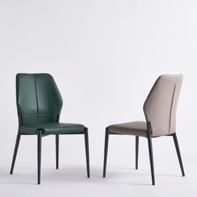 Silla de cuero verde de diseñador, sillas de comedor modernas, asientos de cocina muebles nuevos.