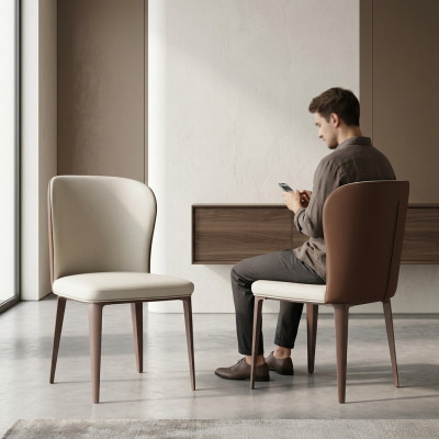 Silla de comedor diseño de una plaza sin reposabrazos silla de madera tapizada