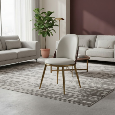 Silla blanco dorado Asiento elegante Silla tapizada de una plaza Sillas de acero inoxidable
