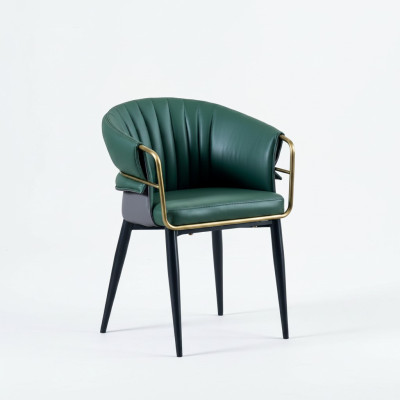 Silla de comedor verde diseñador patas de madera sillas de cuero sintético muebles de acero inoxidable