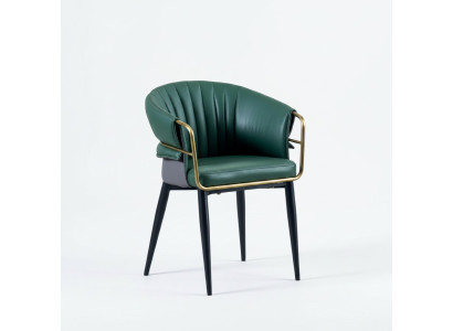 Silla de comedor verde diseñador patas de madera sillas de cuero sintético muebles de acero inoxidable