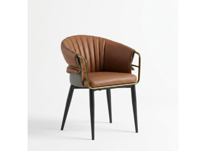 Silla de cuero marrón Diseñador Muebles de comedor Sillas de madera Textil Sillas