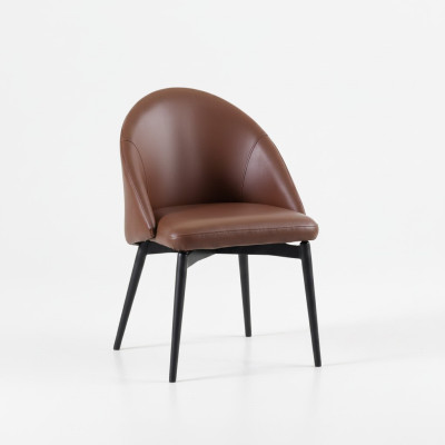 Silla de cuero marrón, diseñador individual, sillas de comedor modernas de madera.