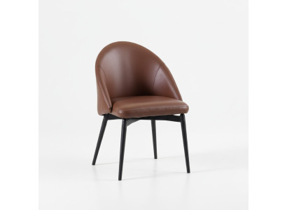 Silla de cuero marrón, diseñador individual, sillas de comedor modernas de madera.