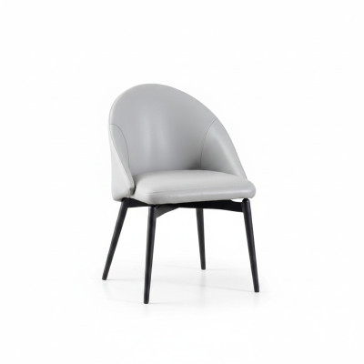 Silla de comedor blanca de piel artificial de lujo individual de madera con tapizado