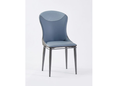 Silla de comedor azul sin apoyabrazos sillas de madera sillas de diseñador de cuero