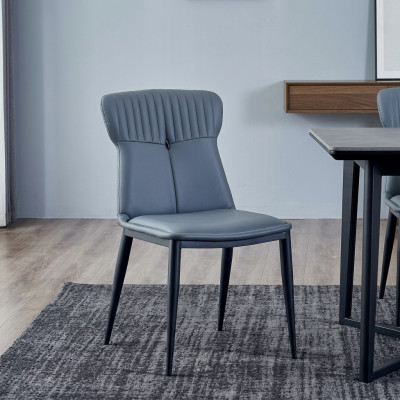 Cuero sintético Silla de comedor de diseñador Silla azul Sillones tapizados de comedor de 1 asiento.