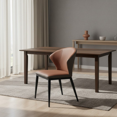 Comedor silla marrón-negra textil de un solo asiento sillas de diseñador