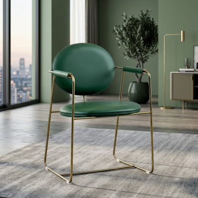 Silla de acero inoxidable verde, sillón de diseñador, asiento de lujo individual, muebles modernos.