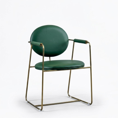Silla de acero inoxidable verde, sillón de diseñador, asiento de lujo individual, muebles modernos.