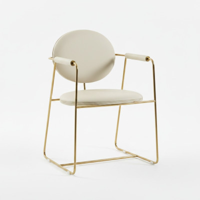 Silla de comedor blanca, diseño de silla de acero inoxidable, individual, moderno.