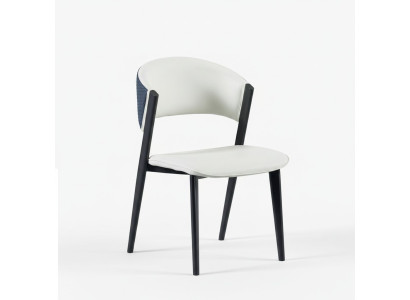 Silla de comedor blanca de lujo, de tela, de un asiento, silla de cuero, estructura de madera.
