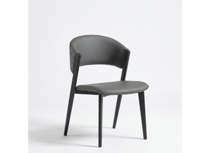Silla de cuero gris Sillas de comedor de calidad Acolchadas Individuales Sillas de madera