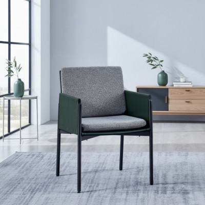 Silla de brazo gris Elegante asiento individual Sillón de lujo tapizado moderno