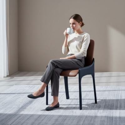 Silla de comedor marrón Asiento elegante de una persona Sillas de lujo tapizadas Sillas
