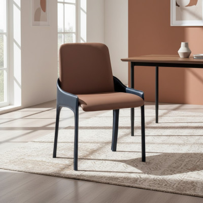 Silla de comedor marrón Asiento elegante de una persona Sillas de lujo tapizadas Sillas