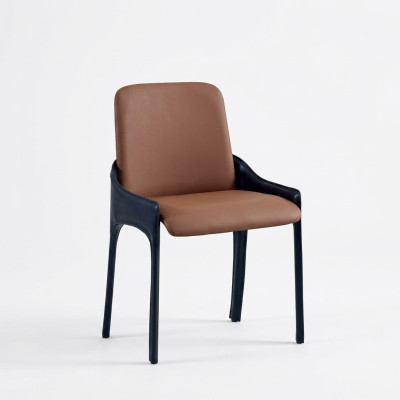 Silla de comedor marrón Asiento elegante de una persona Sillas de lujo tapizadas Sillas