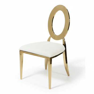 Dorado y blanco lujoso sillón trona silla de comedor sillas de cuero artificial madera