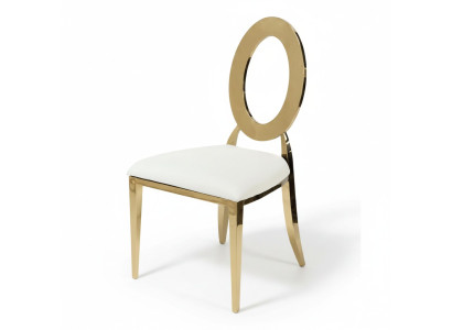 Dorado y blanco lujoso sillón trona silla de comedor sillas de cuero artificial madera