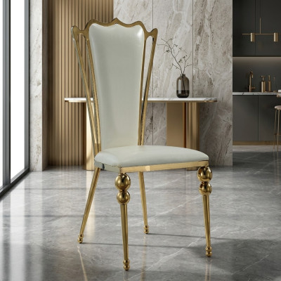 Muebles de comedor diseñador blanco y dorado silla tapizada muebles modernos nuevos