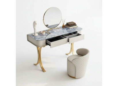 Dormitorio tocador beige mesa de maquillaje diseñador cosmético 2x cajones