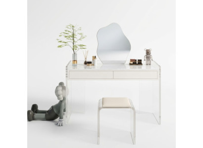 Blanco elegante tocador de diseño para dormitorio con cajones muebles de madera.