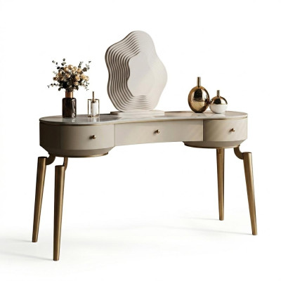 Diseñador de muebles de dormitorio, tocador con estructura de madera, mesa de cosméticos nueva.