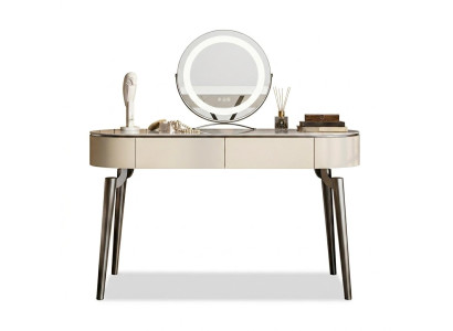 Mesa de cosméticos beige, muebles de dormitorio de diseñador, elegante tocador