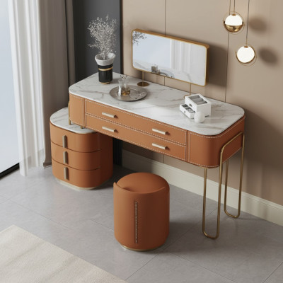 Dormitorio Mesa de tocador con espejo bicolor 2 cajones Nuevo