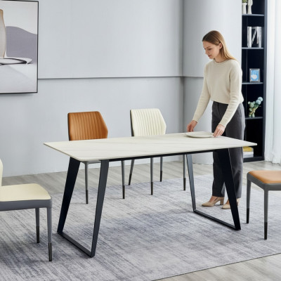 Mesa de comedor blanca. Mesas de cocina de diseñador. Muebles de comedor. Mesas de madera.