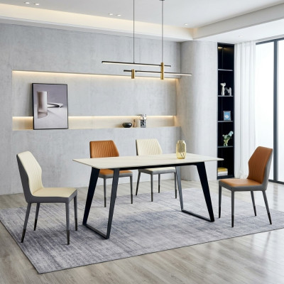 Mesa de comedor blanca. Mesas de cocina de diseñador. Muebles de comedor. Mesas de madera.